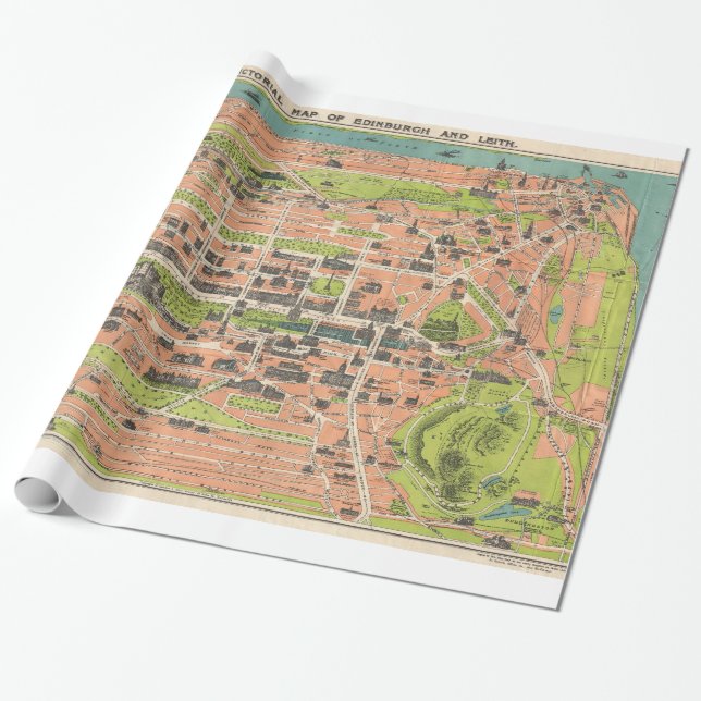 Papel De Regalo Mapa de época de Edimburgo Escocia (1935) (Desenrollado)