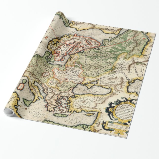 Papel De Regalo Mapa de época de Europa (1596) (Desenrollado)