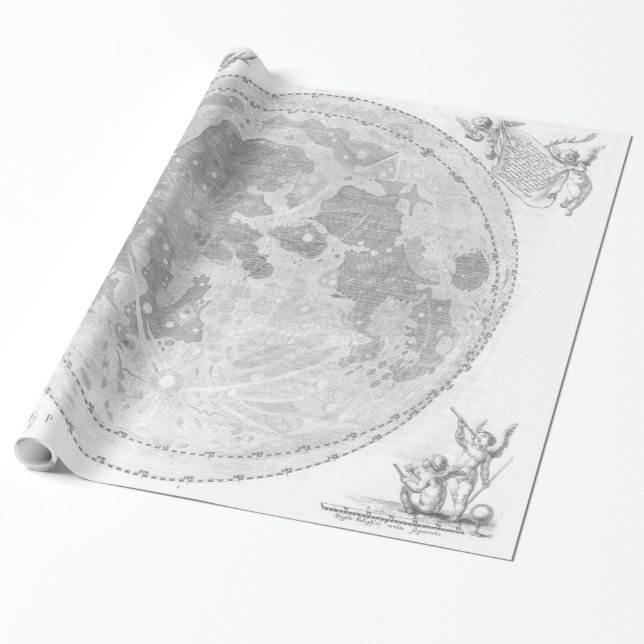 Papel De Regalo Mapa de época de la luna (1647) (Desenrollado)