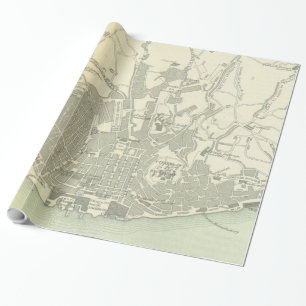 Papel De Regalo Mapa de época de Lisboa Portugal (1895)