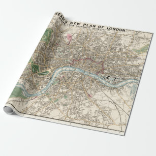 Papel De Regalo Mapa de época de Londres Inglaterra (1853)