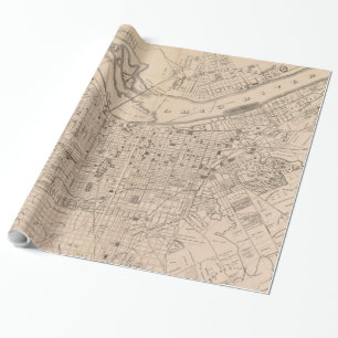 Papel De Regalo Mapa de época de Louisville Kentucky (1873)