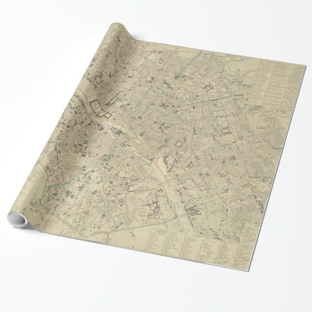 Papel De Regalo Mapa de época de París Francia (1843) (Desenrollado)