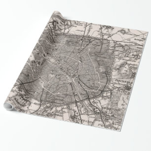 Papel De Regalo Mapa de época de París Francia (1873)