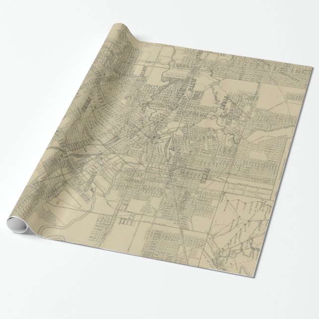 Papel De Regalo Mapa de época del centro de Houston (1913) (Desenrollado)