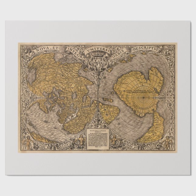 Papel De Regalo Mapa de época impreso (Superficie plana)