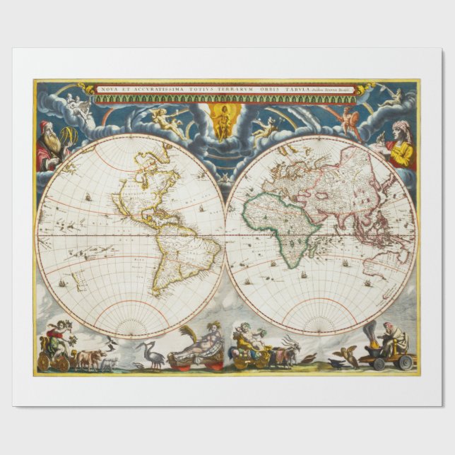 Papel De Regalo Mapa de época impreso (Superficie plana)