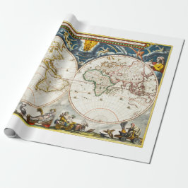 Papel De Regalo Mapa de época impreso