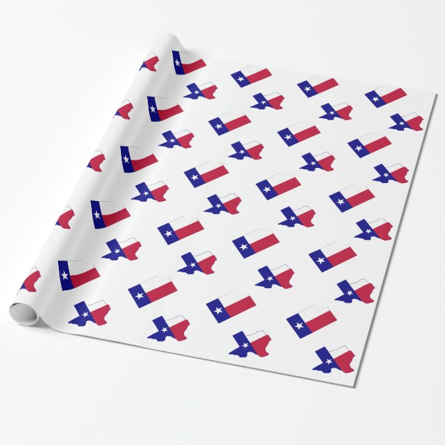 Papel De Regalo Mapa de la bandera de Tejas con la bandera (Desenrollado)