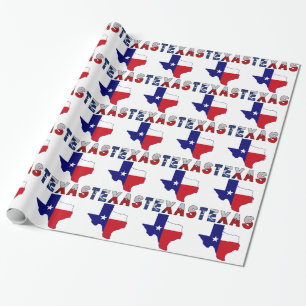 Papel De Regalo Mapa de la bandera de Tejas con Tejas