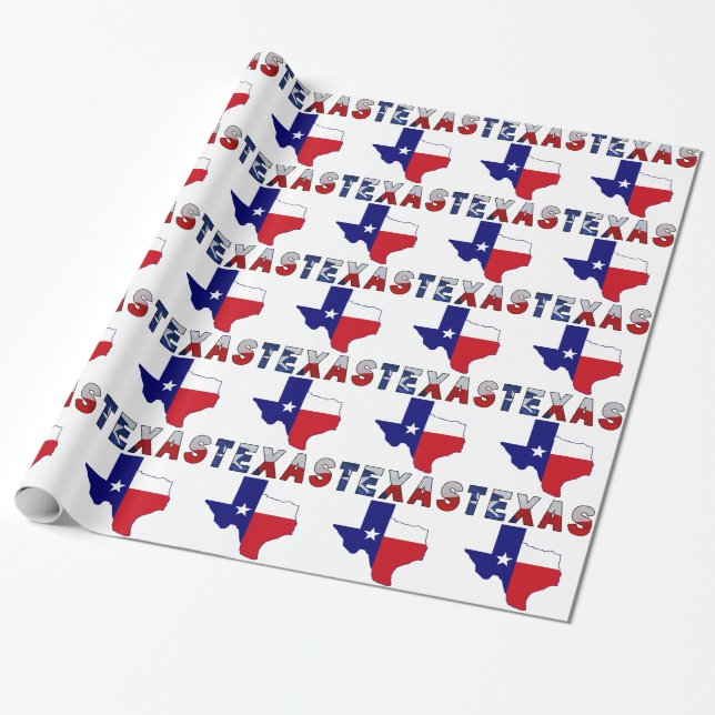 Papel De Regalo Mapa de la bandera de Tejas con Tejas (Desenrollado)