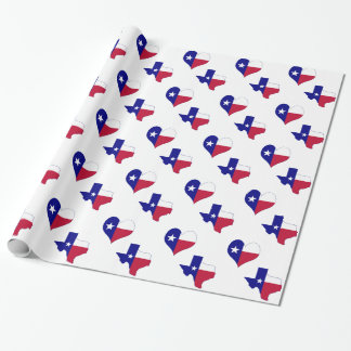 Papel De Regalo Mapa de la bandera de Texas con corazón