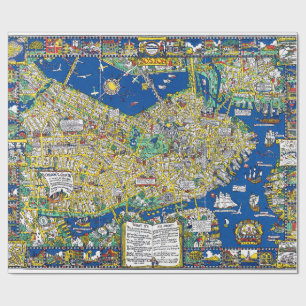 Papel De Regalo Mapa de la ciudad vieja de Boston geografía estado