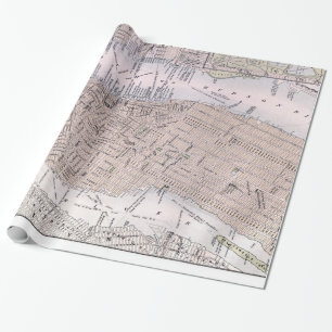 Papel De Regalo Mapa de la época de Nueva York (1884)