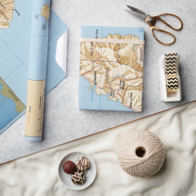 Papel De Regalo Mapa de la isla de Santa Lucía (1991)  (Artesanía)