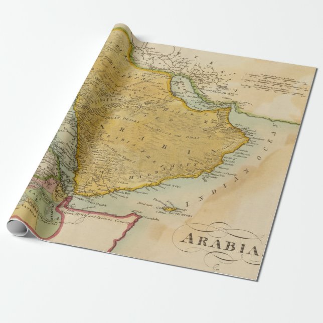 Papel De Regalo Mapa de la península arábiga antigua (1912)  (Desenrollado)
