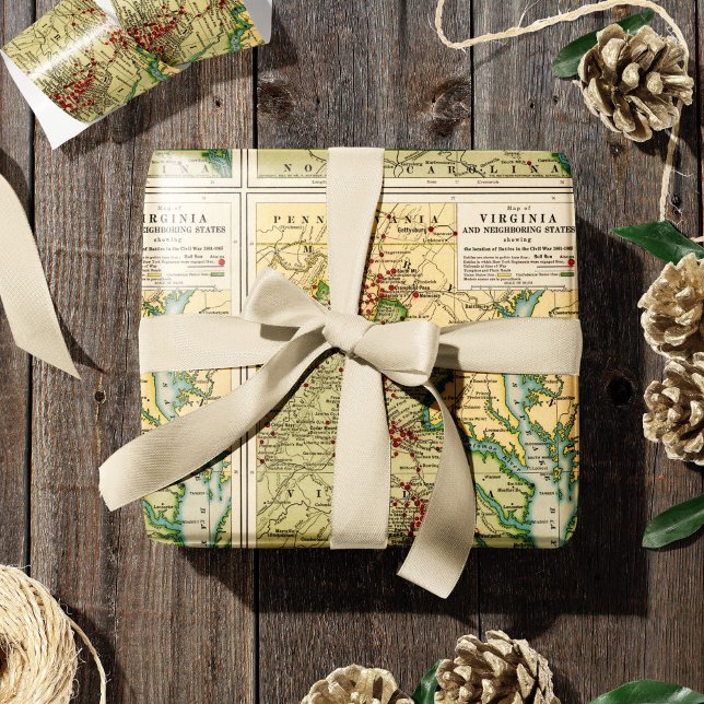 Papel De Regalo Mapa de las batallas de Virginia durante la guerra (Subido por el creador)