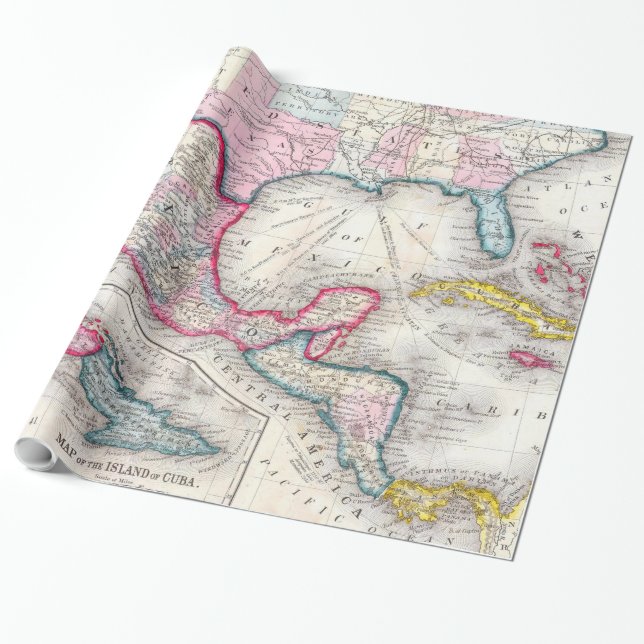 Papel De Regalo Mapa de México, de America Central y del Caribe (Desenrollado)