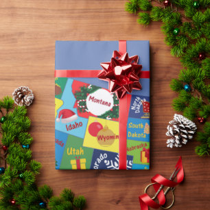 Papel De Regalo Mapa de Navidades de Estados Unidos