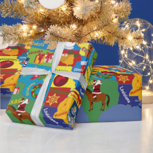 Papel De Regalo Mapa de Navidades de Estados Unidos