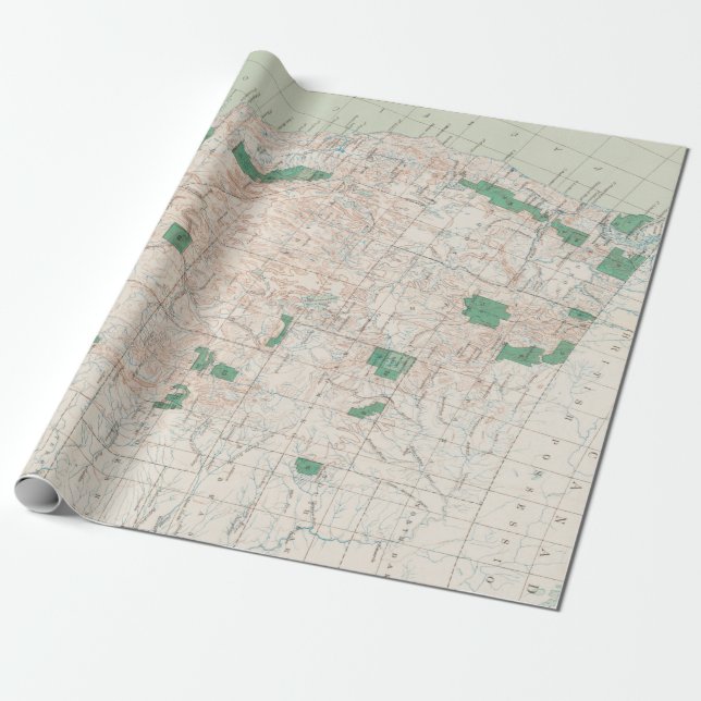 Papel De Regalo Mapa de parques y bosques nacionales del oeste de  (Desenrollado)
