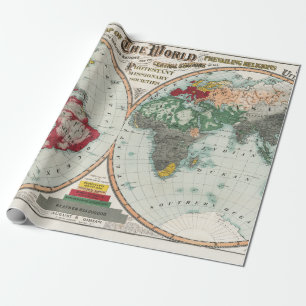 Papel De Regalo Mapa de Religiones Misioneras Mundiales Antiguo de