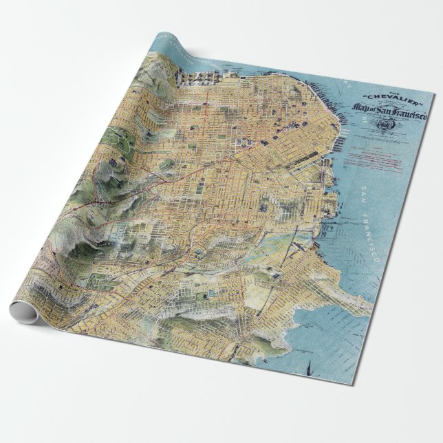 Papel De Regalo Mapa de San Francisco (Desenrollado)
