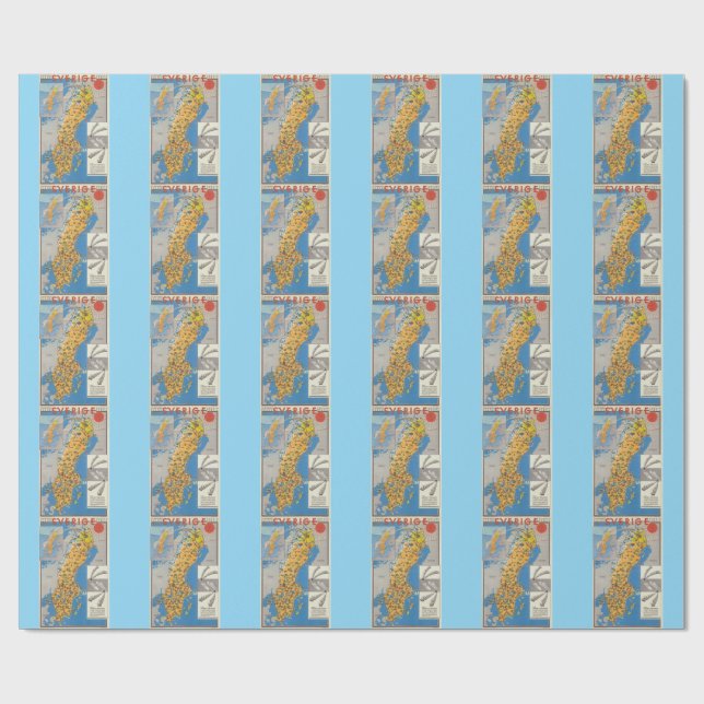 Papel De Regalo Mapa de Suecia (Superficie plana)