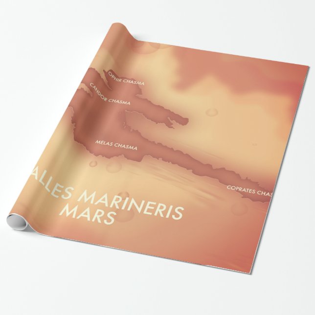 Papel De Regalo Mapa de Valles marineris Marte (Desenrollado)