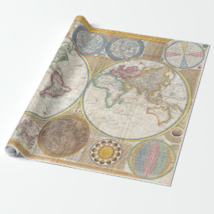 Papel De Regalo Mapa de viaje mundial geografía antigua vintage