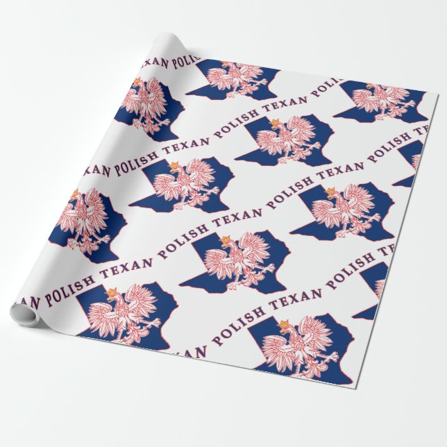 Papel De Regalo Mapa del águila texana polaco (Desenrollado)