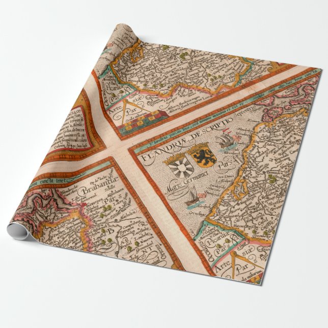Papel De Regalo Mapa del condado de Flandes (1609) (Desenrollado)