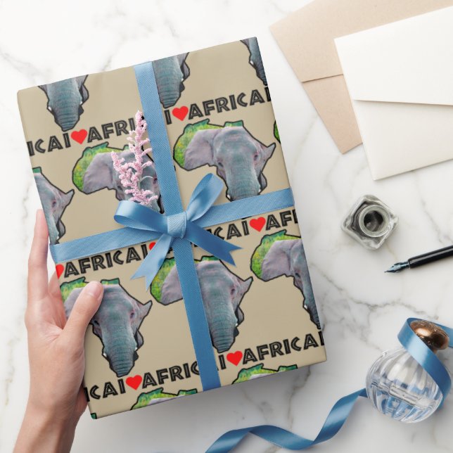 Papel De Regalo Mapa del Elefante Negro de I Heart Africa (Regalar)