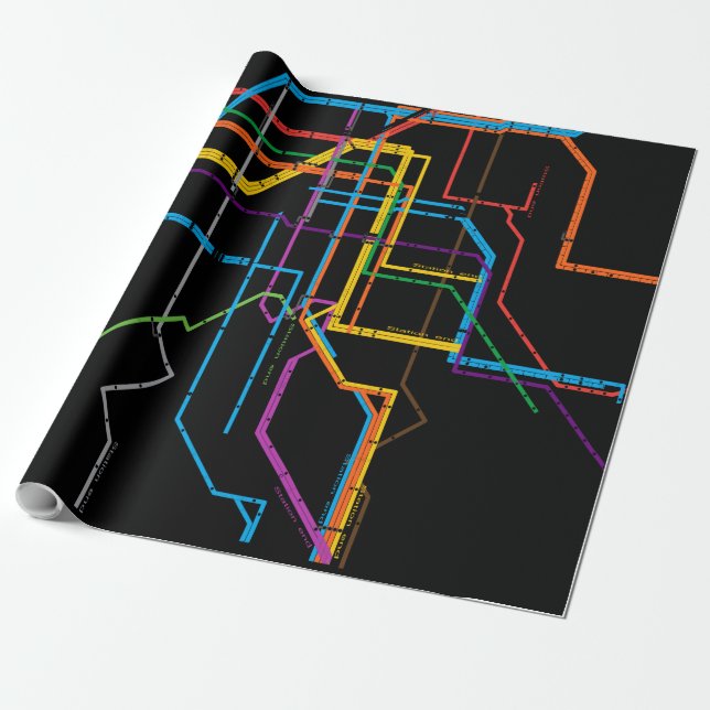 Papel De Regalo Mapa del metro de la ciudad (Desenrollado)