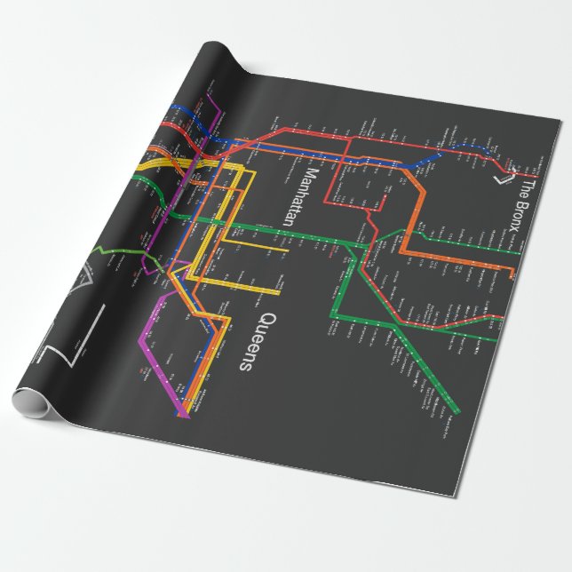 Papel De Regalo Mapa del metro de NY-City (Desenrollado)