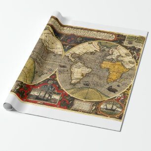 Papel De Regalo Mapa del mundo antiguo #2
