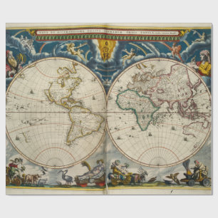 Papel De Regalo Mapa del mundo antiguo - Blaeu, Joan 1664