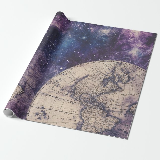Papel De Regalo Mapa del mundo de la época celestial (3) (Desenrollado)