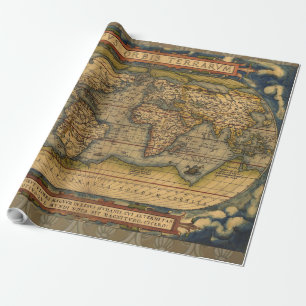 Papel De Regalo Mapa del Mundo de Ortelius 1570: Cartografía Antig