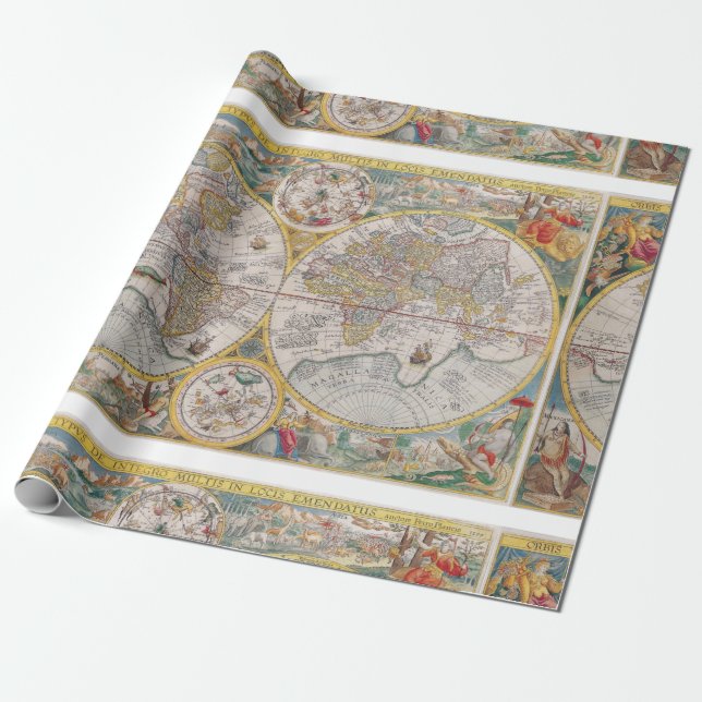 Papel De Regalo Mapa del mundo medieval a partir de 1525 (Desenrollado)