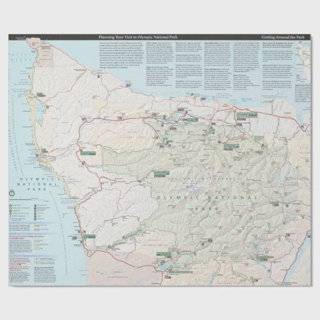 Papel De Regalo Mapa del Parque Nacional Olímpico (2010) (Superficie plana)