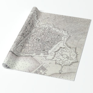 Papel De Regalo Mapa del vintage de Barcelona España (1806)