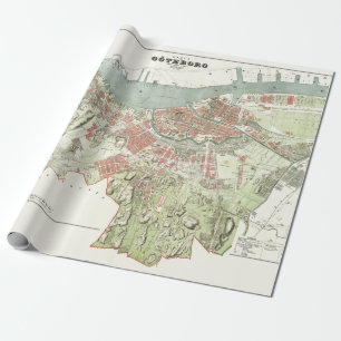 Papel De Regalo Mapa del vintage de Gothenburg, Suecia