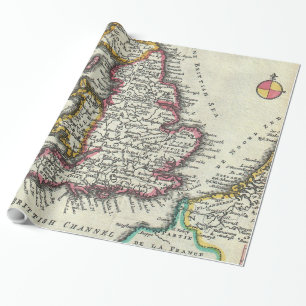 Papel De Regalo Mapa del vintage de Inglaterra (1747)