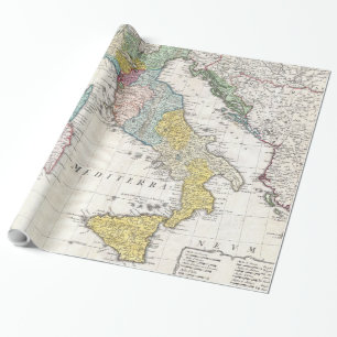 Papel De Regalo Mapa del vintage de Italia (1742)