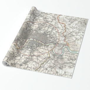 Papel De Regalo Mapa del vintage de Londres Inglaterra (1832)