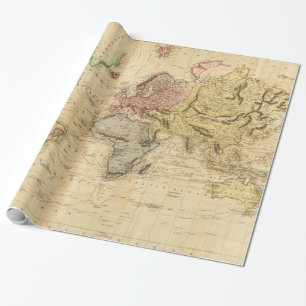 Papel De Regalo Mapa del vintage del mundo (1831)