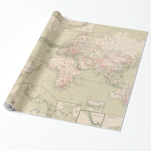 Papel De Regalo Mapa del vintage del mundo (1898)