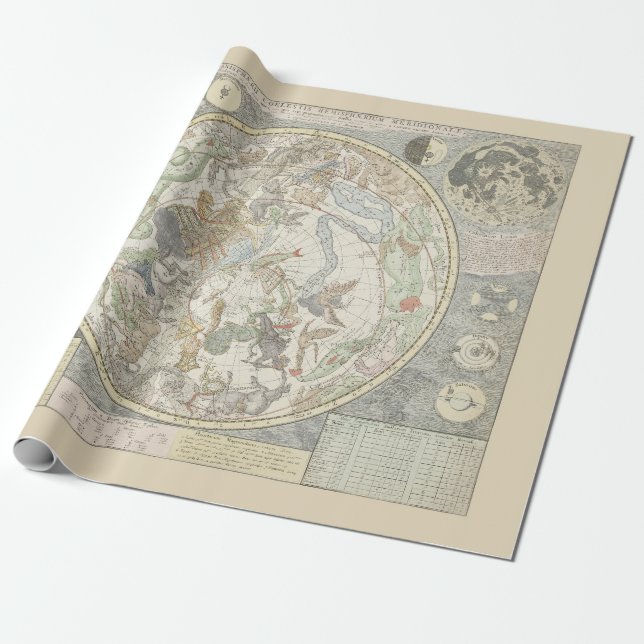 Papel De Regalo Mapa estelar celeste Constelación de zodiaco I (Desenrollado)