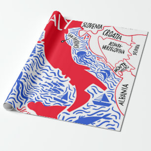 Papel De Regalo mapa estilizado a mano de Italia. Ilustración de 